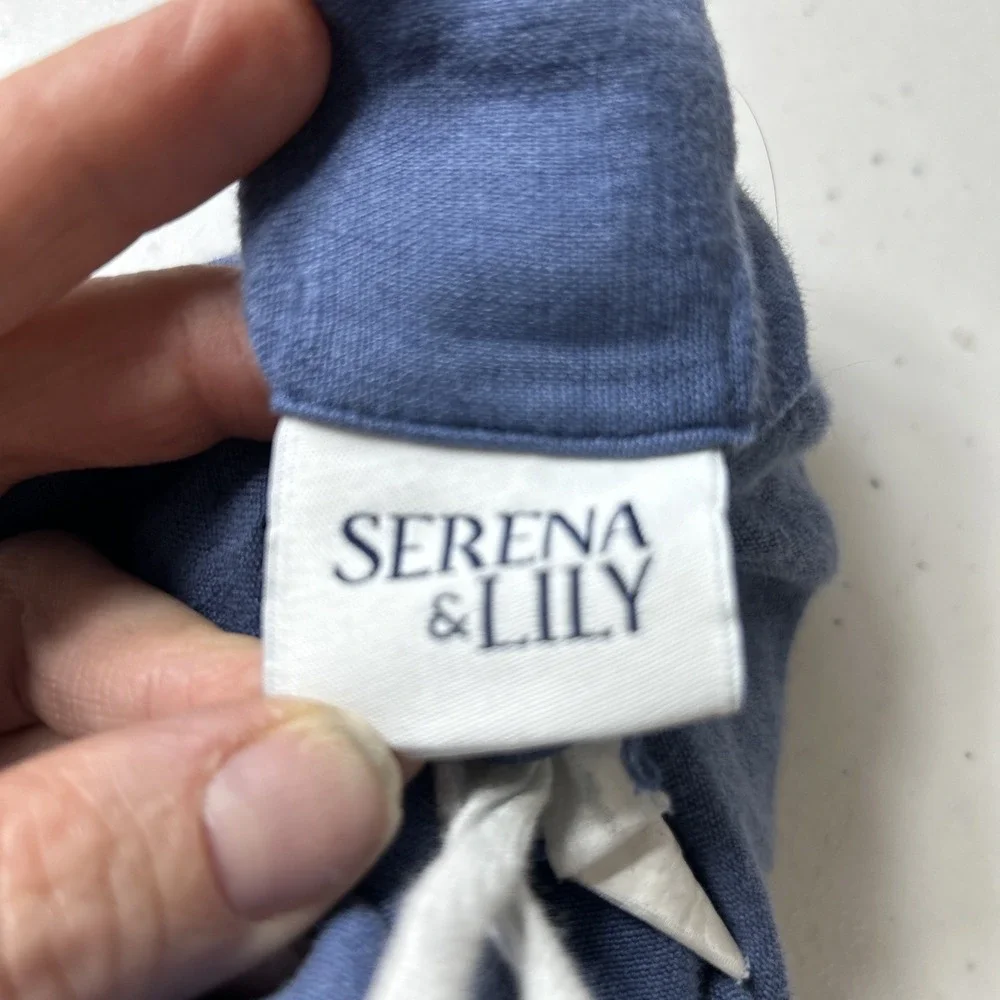 Serena & Lily Full/Queen Duvet Solid Blue 100% Linen 1 euro sham **READ‎